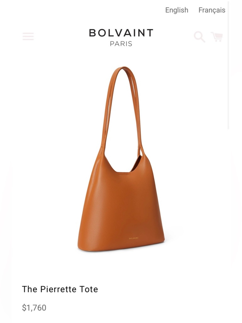 NWT Bolvaint Pierrette Terracotta Cowhide Leather Tote Bag